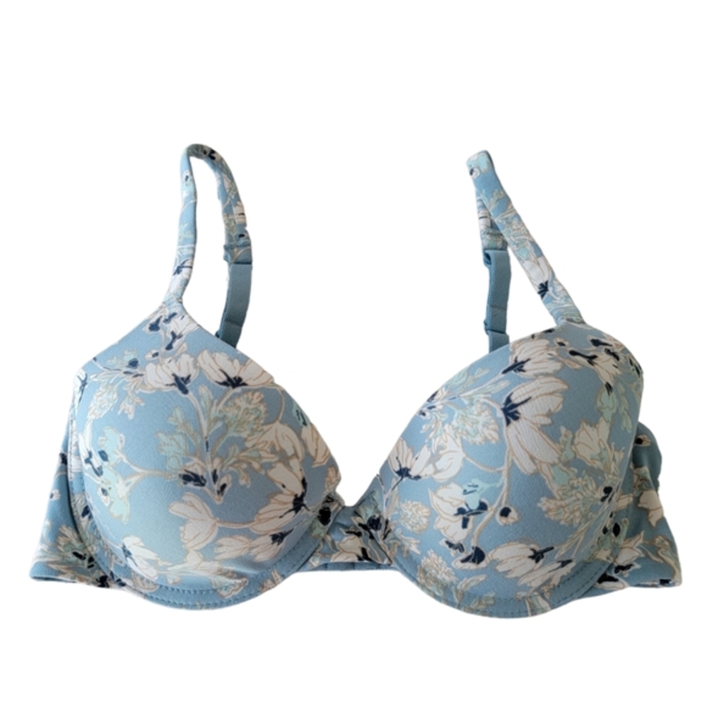 Anne Klein underwired bra padded blue floral size 34C